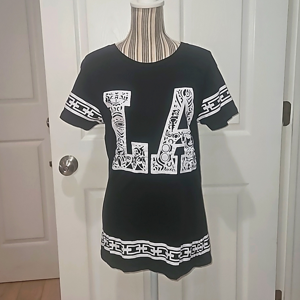 ON FIRE Women LA Front NY Back Grafic Print Tee Top T-shirts  Size XL